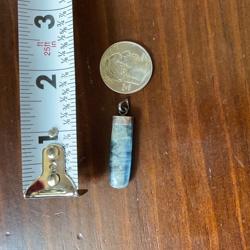 Sterling Silver Vintage Glowing Kyanite Gemstone Pendant - Picture 6 of 6